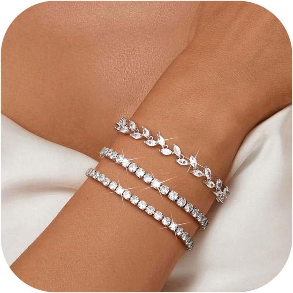 Silver Cubic Zirconia Stackable Bracelets For Wom… - image 7